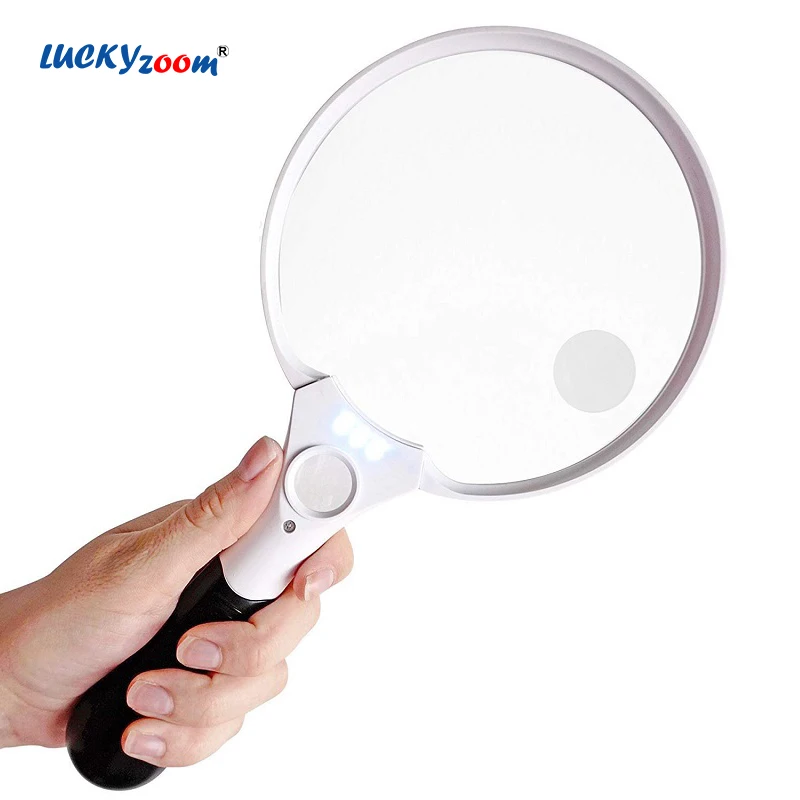 

137mm Large Illuminated Reading Magnifier 2X 4X 25X Handheld Magnifying Glass With LED Lights Portable Jewelry Loupe LED Lupa