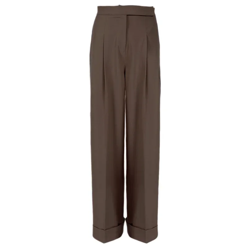 Модные плиссированные брюки с широкими штанинами Осенние однотонные Костюмные