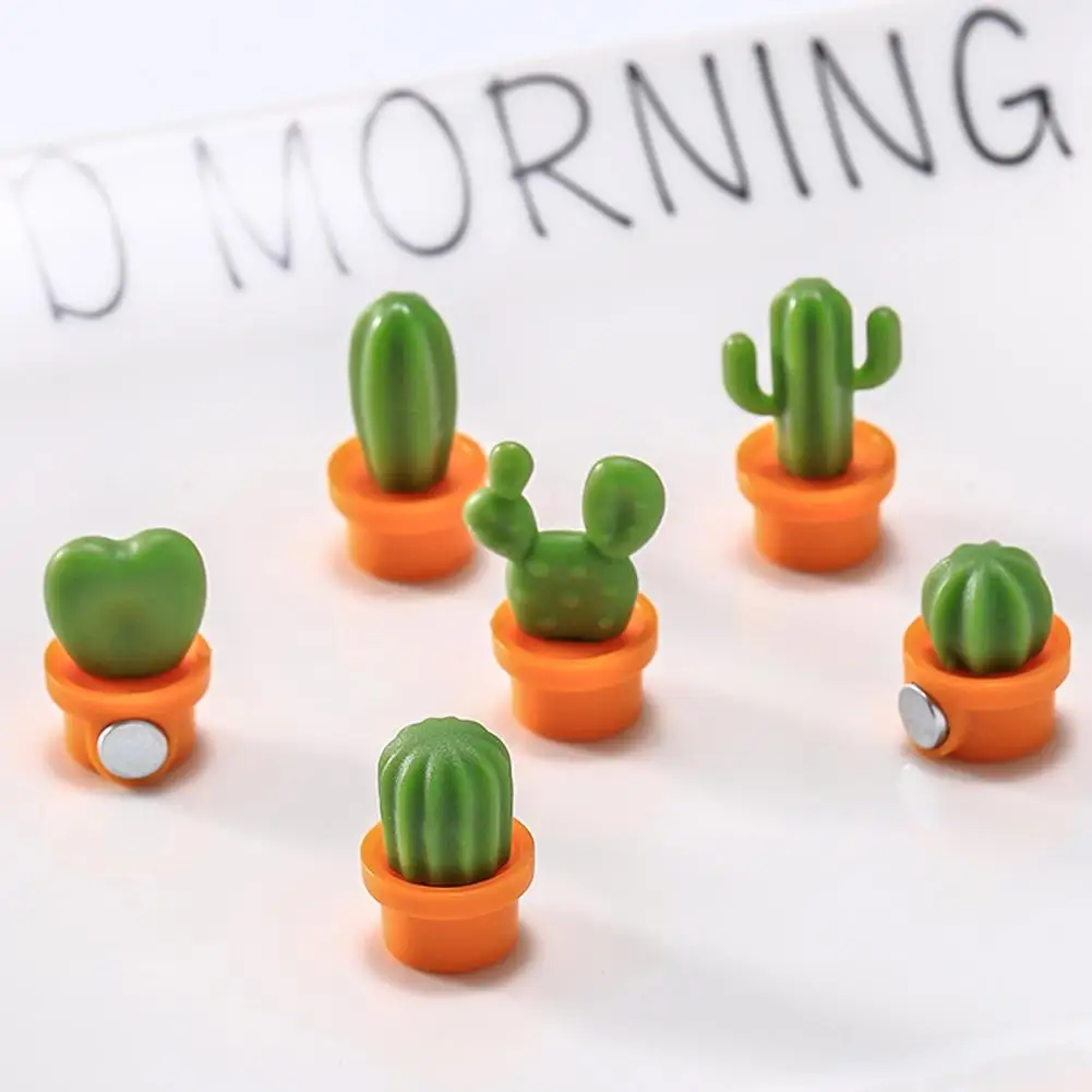 

6Pcs Fridge Magnets Cute Plants Shape Sticker Kitchen Cactus Magnet Button Fridge Accessories