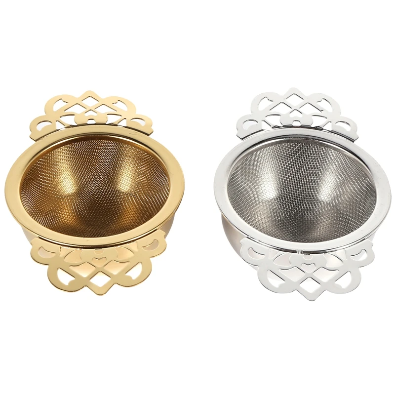 

Акция! Ситечко для чая с капающей чашей, сетчатый чайник, ситечко для чая из нержавеющей стали с сосновой листьями, двойная ручка, 2 шт.