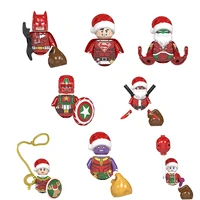 christmas superhero mini figures blocks toys action figure model diy bricks accessories kids educational toy collectibles gifts