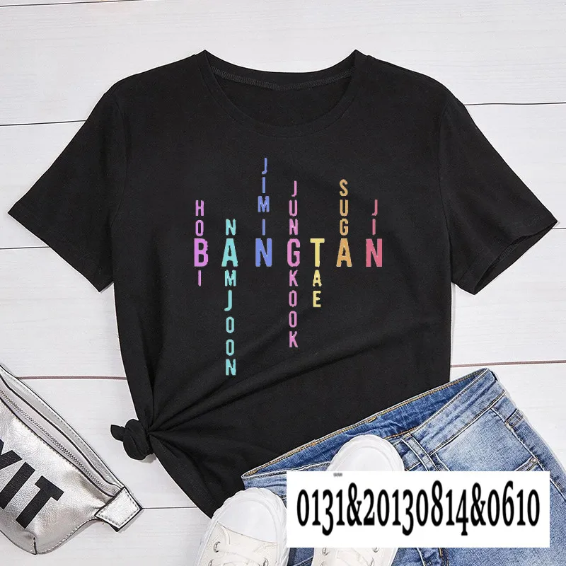Camiseta con nombres de miembros de Bangtan para hombre y mujer, camisa Coreana de Jimin Jungkook, Tae Suga, Namjoon, Hobi, Jhope, Jin, Bangtan Boy