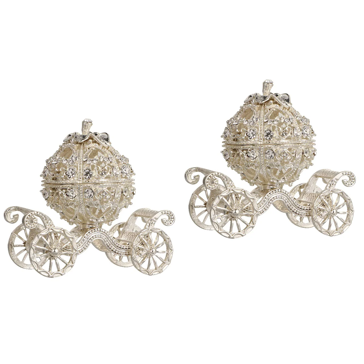 

Box Jewelry Pumpkin Carriage Trinket Holder Storage Containerorganizer Keepsake Enamel Centerpiece Egg Ringmetal Cast Vintage