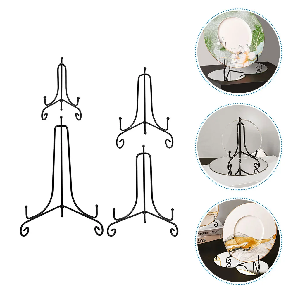 

Plate Holder Support Iron Storage Rack Tea Cake Display Bracket Easel Stand Desktop Dish
