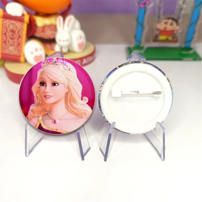 Cartoon Tin Plate Round Enamel Pins Barbie Millicent Roberts Alloy Brooch Custom Funny Badge Punk Accessories Jewelry Gifts