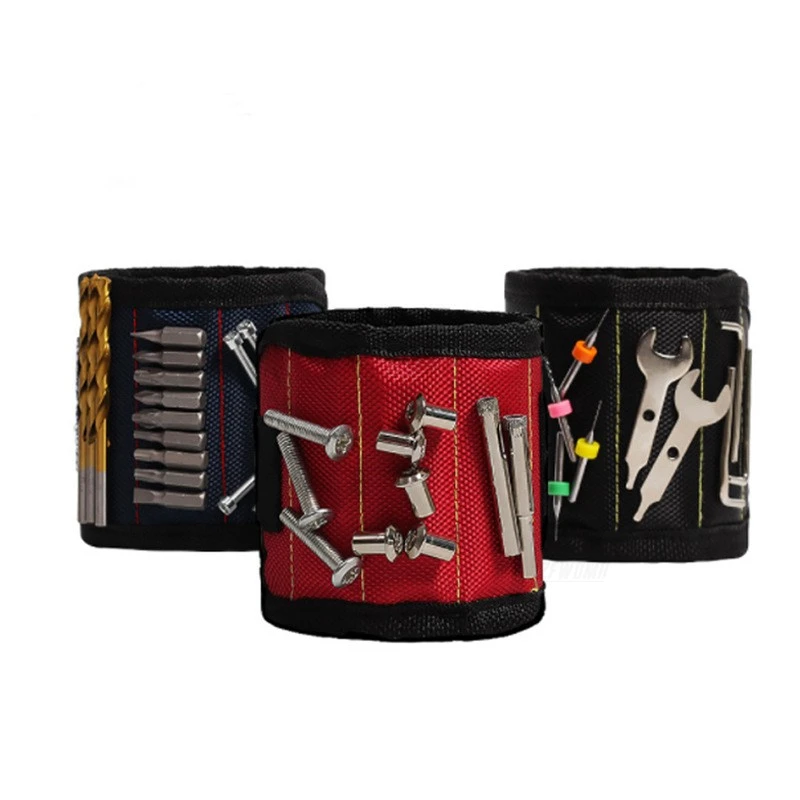 

Three Row Magnetic Wristband Portable Tool Bag Electrician Wrist Tool Belt Screws Nails Drill Bit Holder Repair Woodworking Tool