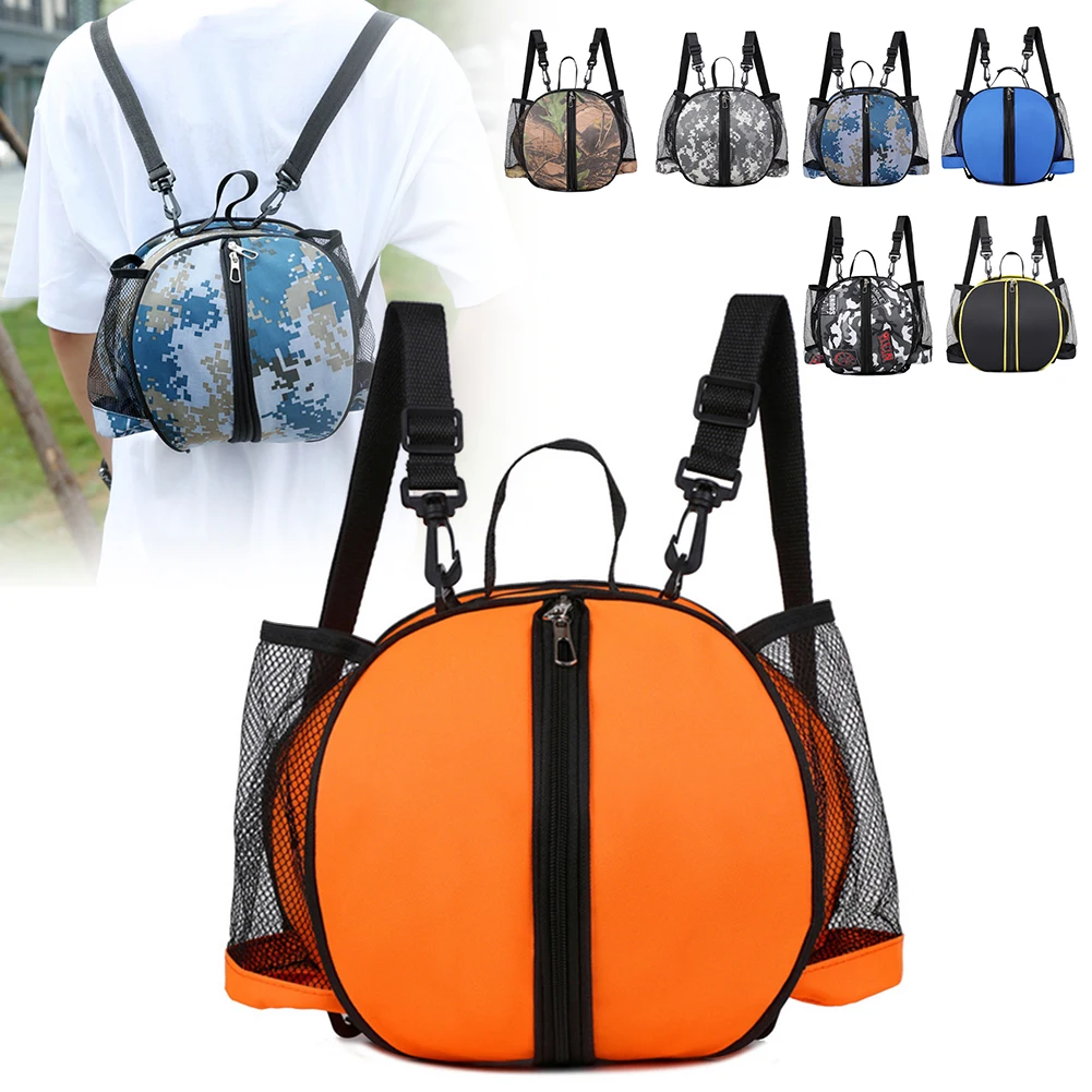 

Mesh Basketball Pouch Portable Round Shaped Basketball Shoulder Bag Elastic Removable Shoulder Strap Hook for Training Equipment