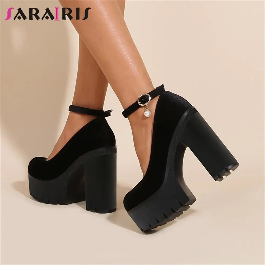 

SaraIris Female Pump Heels Flock High Heel Platform Elegant Party Sexy Club Offices Dress Ladies Shoes Dress Office Lady Spring