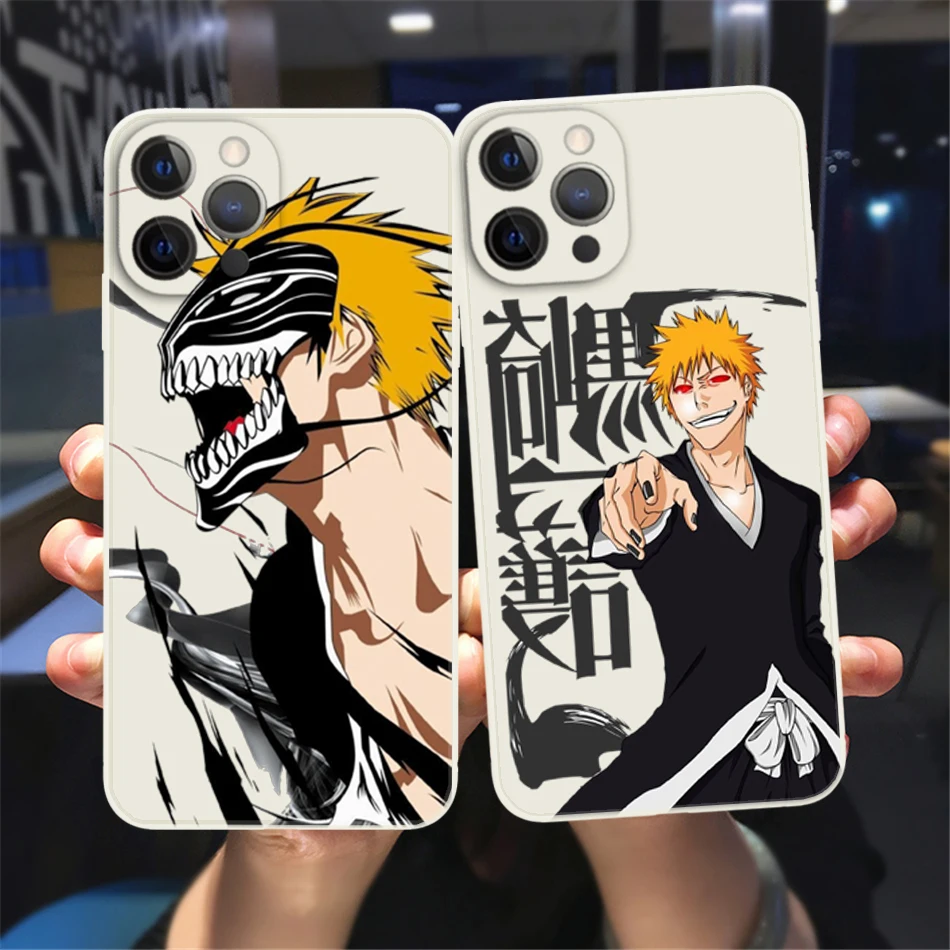 

Bleach Anime Kurosaki Ichigo Phone Case For iPhone 13 12 11 14 Pro Max XS Max XR X 8 7 14 Plus white Silicone Bumper Back Cover