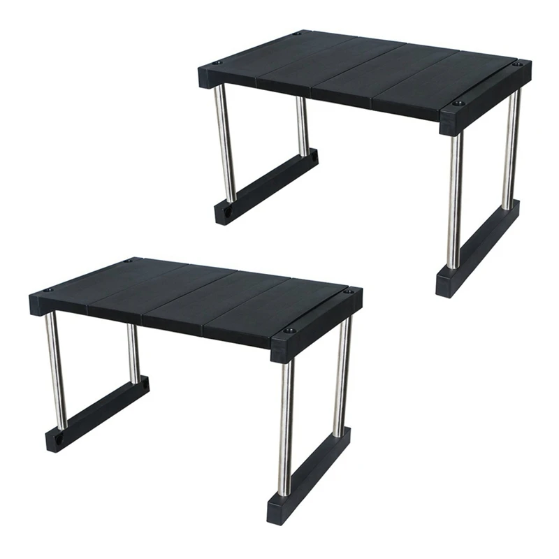 

Регулируемая стойка для кухонного шкафа, органайзер с полками, складываемая стойка для специй, для блюд, соуса, черного цвета