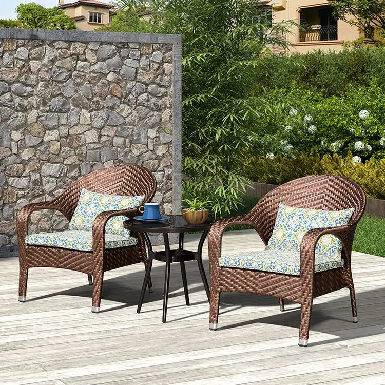 

outdoor rattan sofa combination living room sunscreen waterproof balcony outdoor courtyard terrace furniture double rattan chair