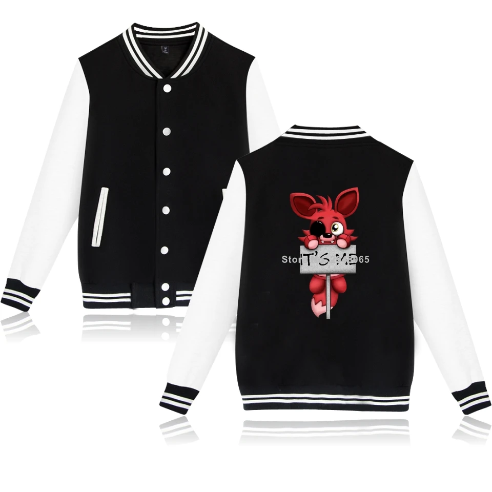 

It's Me Kawaii Five Nights At FNAF Plush Foxy Men Baseball Jacket Man Coat Women Clothing Streetwear Boy Girl Sweatshirt