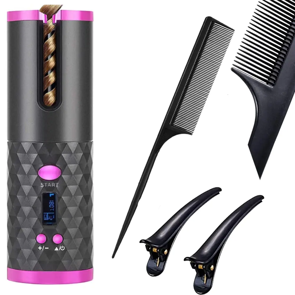 Автоматическая Плойка для волос вращающийся щипцы завивки с USB керамическая