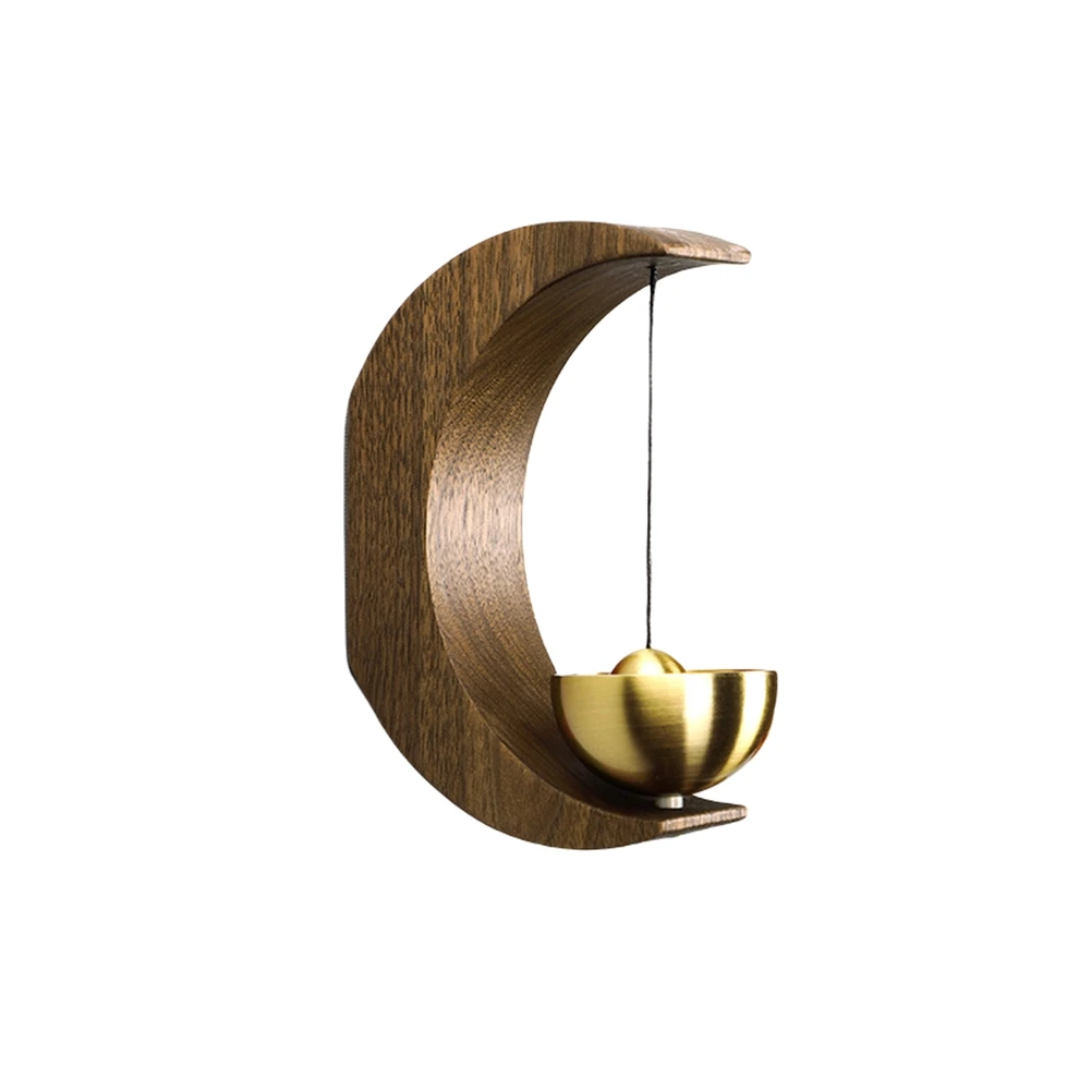 

Door Opening Reminder Bell Wind Chime Moon Wood Suction Door Wind Chime Japanese Refrigerator Bell Hanging Decoration-A