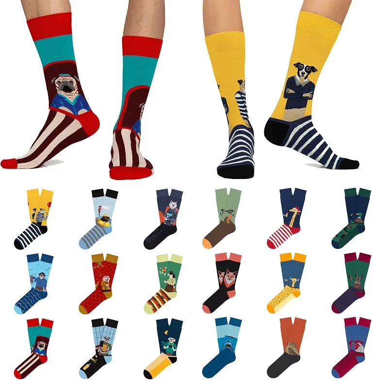 Новые креативные модные носки с рисунком собаки Ins Animal жаккардовые хлопковые для