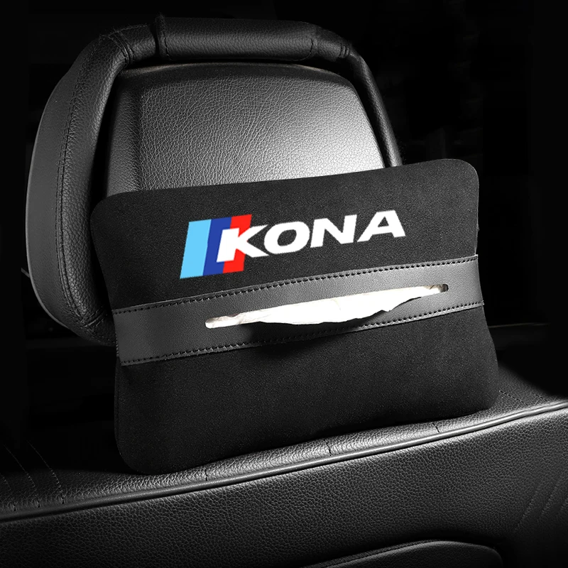 Car High quality Suede Tissue Box Hanging Storage For Hyundai KONA Accessories styling |
