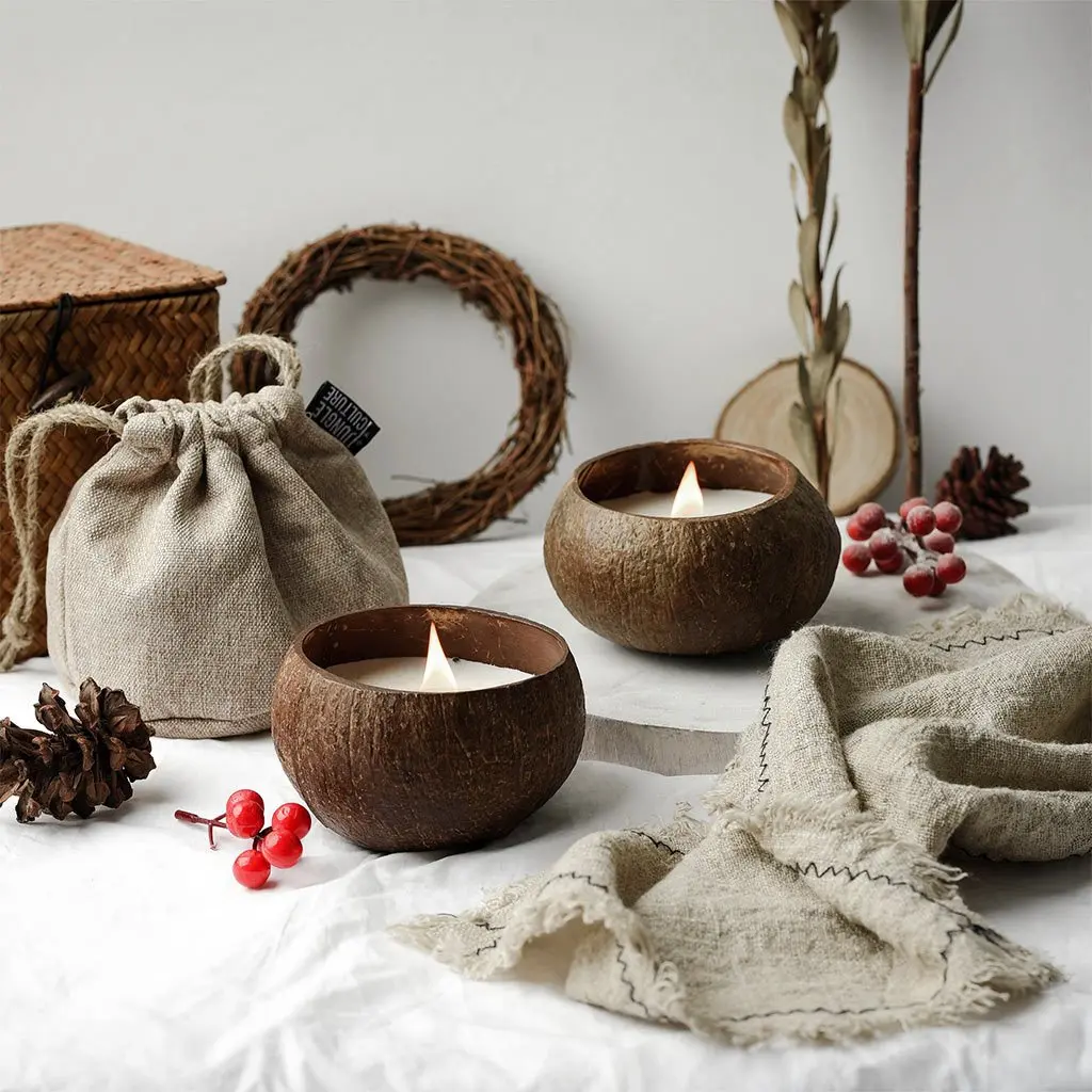 

1PCS Natural Handmade Coconut Shell Scented Candles For Birthday Gift High-grade Scented Candles Decorated Proposal Wedding Gift