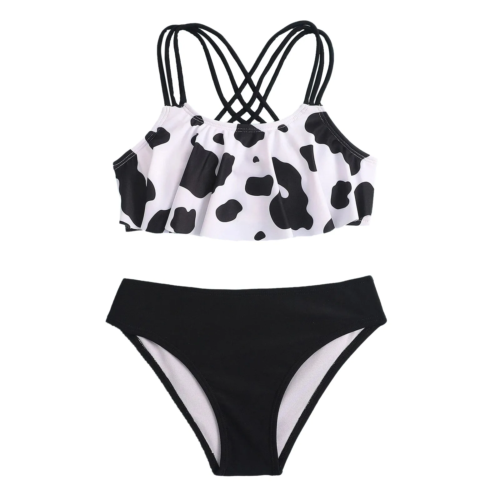 

Crisscross Cute Swimsuit Two-Piece Back Girls' Print Cow Floral Summer Girls Swimwear Toddler Swimsuit 5t