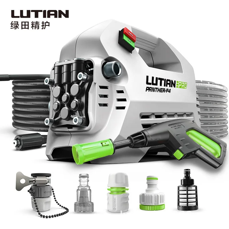 Фото Портативная автомойка Lutian P4 P5, стиральная машина высокого давления 130-140 бар, 9-10 л/мин, бытовой электрический очиститель 220 В переменного тока, 1,6-1,8 кВт №2