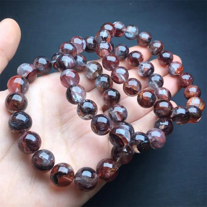 12 мм натуральный огненный кварц браслет гематоид красочные драгоценные камни