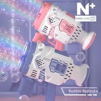bubble gun rocket 69 holes soap bubbles machine gun shape automatic blower with light toys for kids pomperos children%e2%80%98s day gift