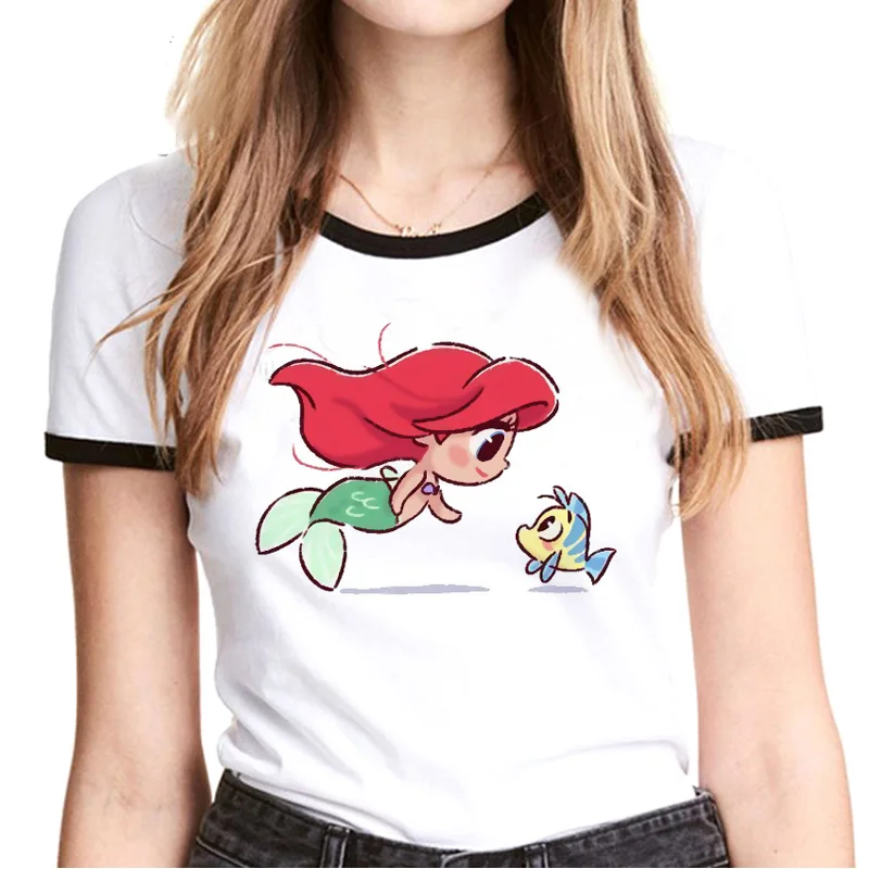 

Футболка с мультяшным принтом Диснея для мужчин и женщин, милые Графические тройники Принцессы Диснея, милые футболки с рисунком аниме в ст...