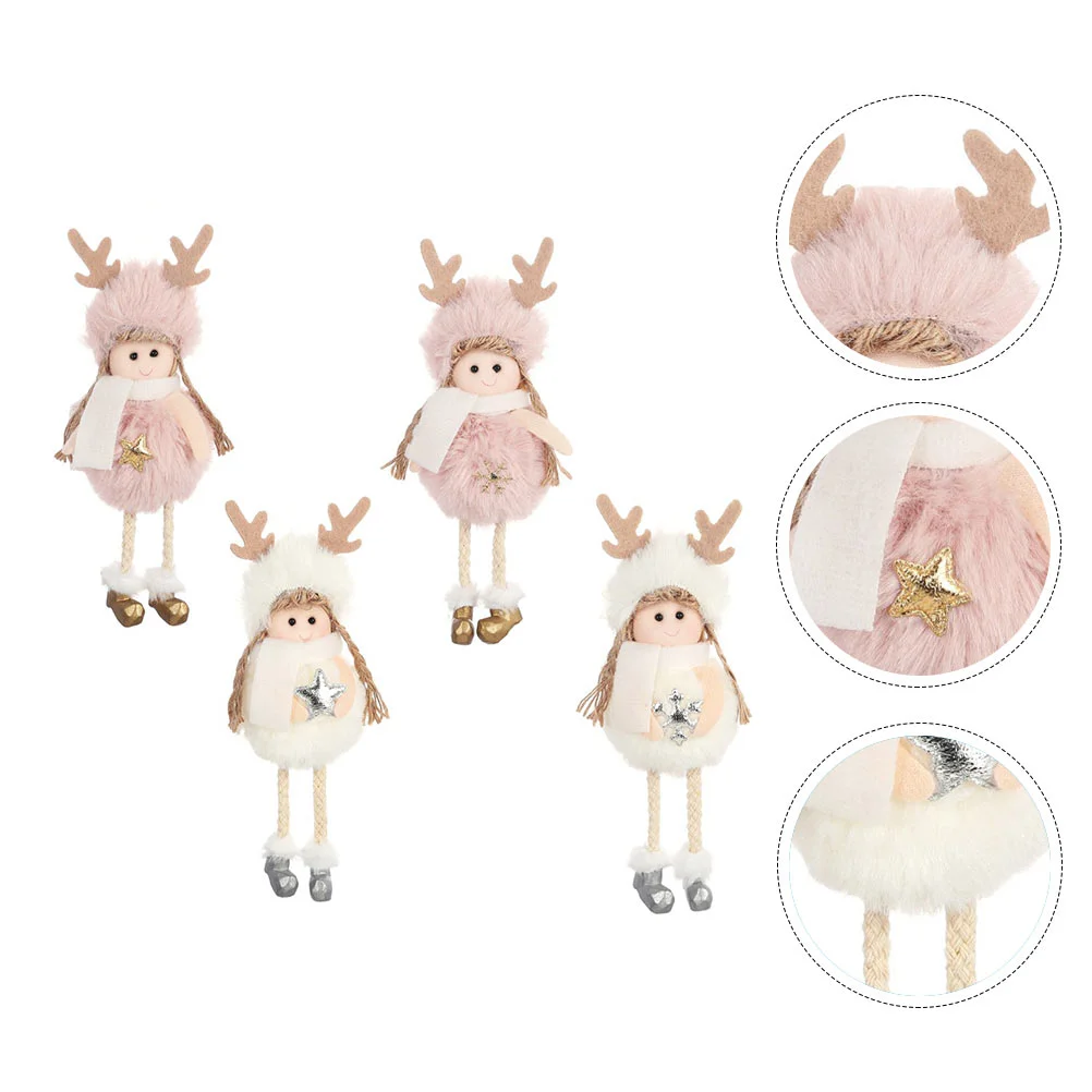 

4 Pcs Plush Toys Angel Pendant Xmas Hanging Pendants Ornament Christmas Adornments Decorations White Tree Ornaments Child