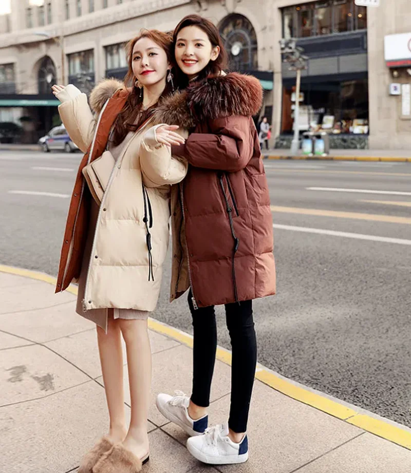 Winter Jacket Women Parka Warm Down Cotton Coats Female Loose Hooded Long SleeveThicken Oversize Women Winter Coat Padded Black