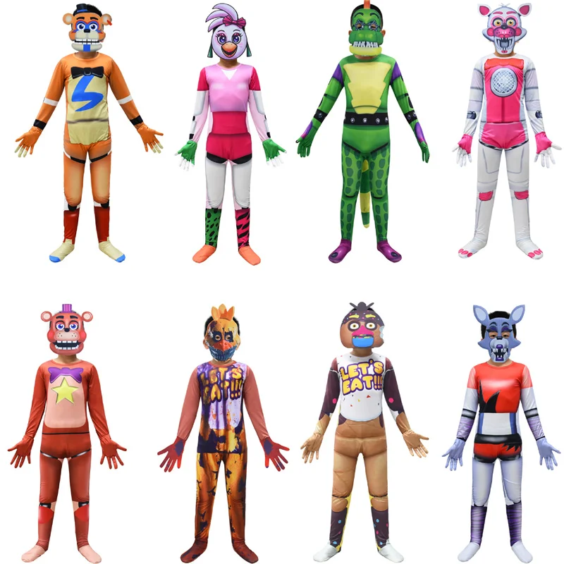 

COZOK Halloween Costume for Kids Five Nights Freddyed Jumpsuit Cosplay Nightmare Bonnie Fnaf Freddy Anime Christmas Gift for Kid