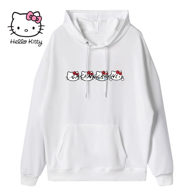 

Sanrio Kawaii Hello Kitty Hoodies Alphanumeric Text Printing Comfortable Casual Cartoon Anime Hooded Clothes Girls Gift Toys