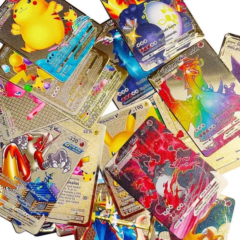 

Orginal Pokemon Cards Hard Metal Spanish Metal Pokemon Cards Arceus Vmax Gold Card Super Game Collection Anime Cards Toys Gifts