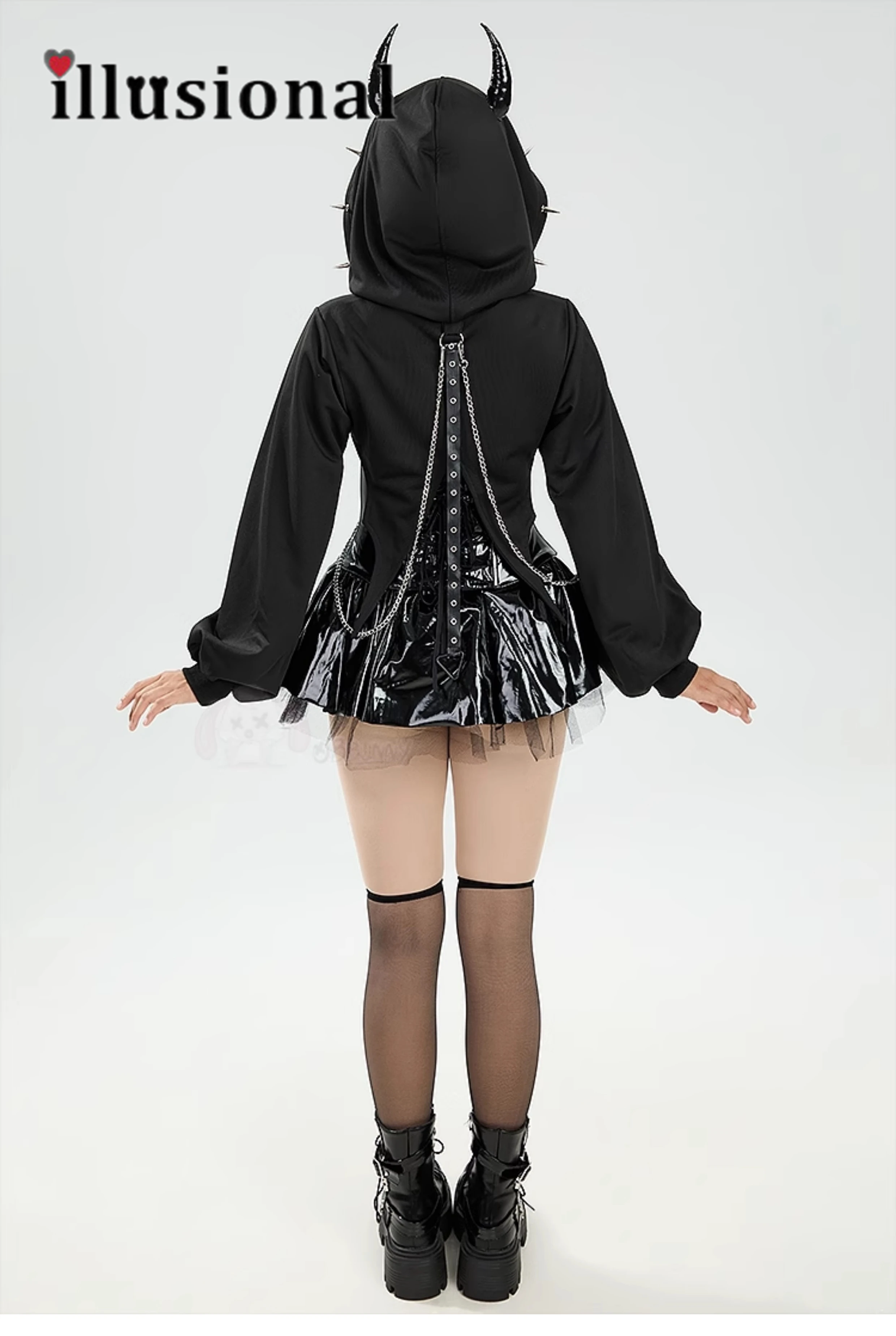 Иллюзионное платье-накидка на Хэллоуин в готическом стиле костюм для косплея