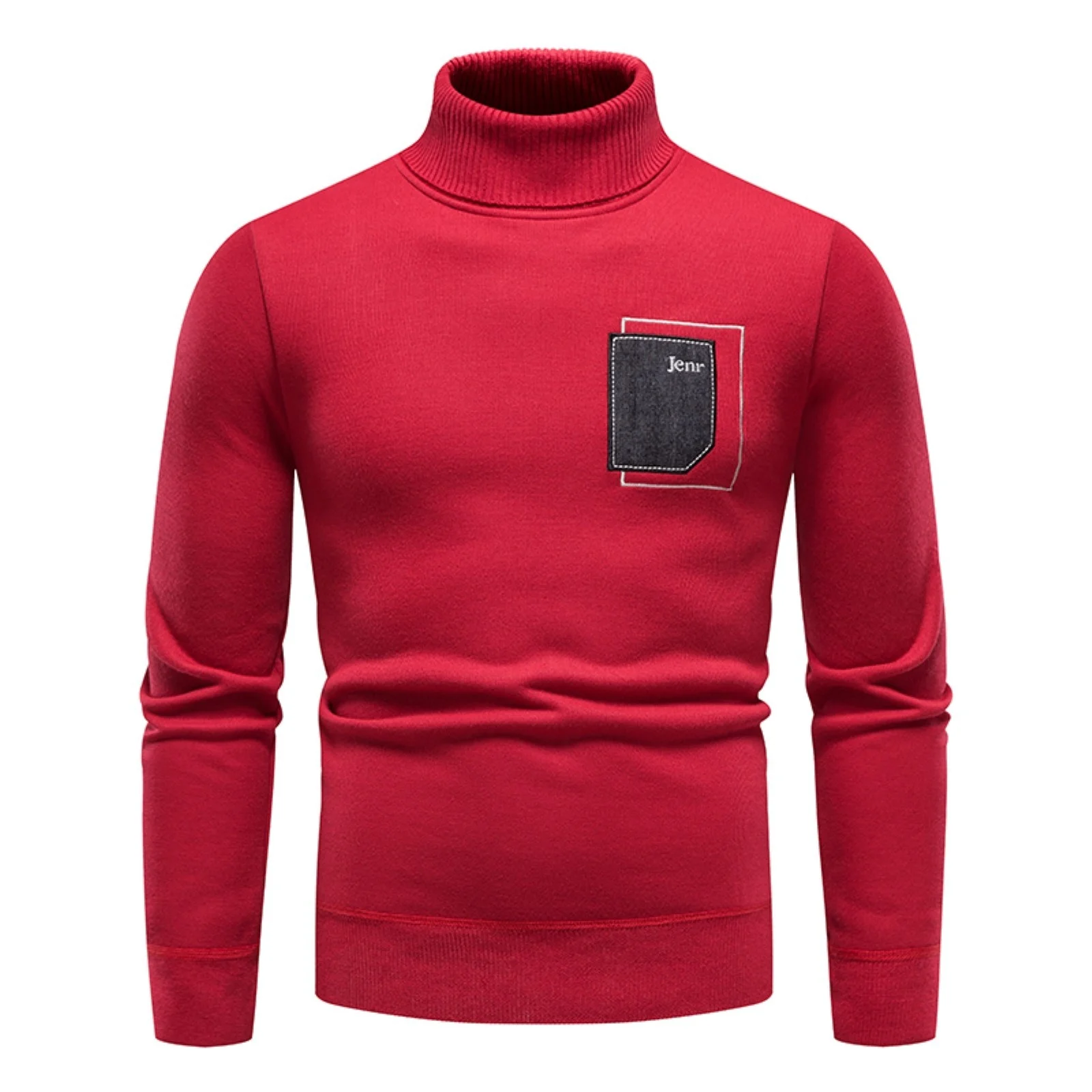 

Men‘S Knitted Wool Sweater Pullover Tops Letter Print Long Sleeve High Collar Autumn And Winter Casual Stand Collar Cashmeres