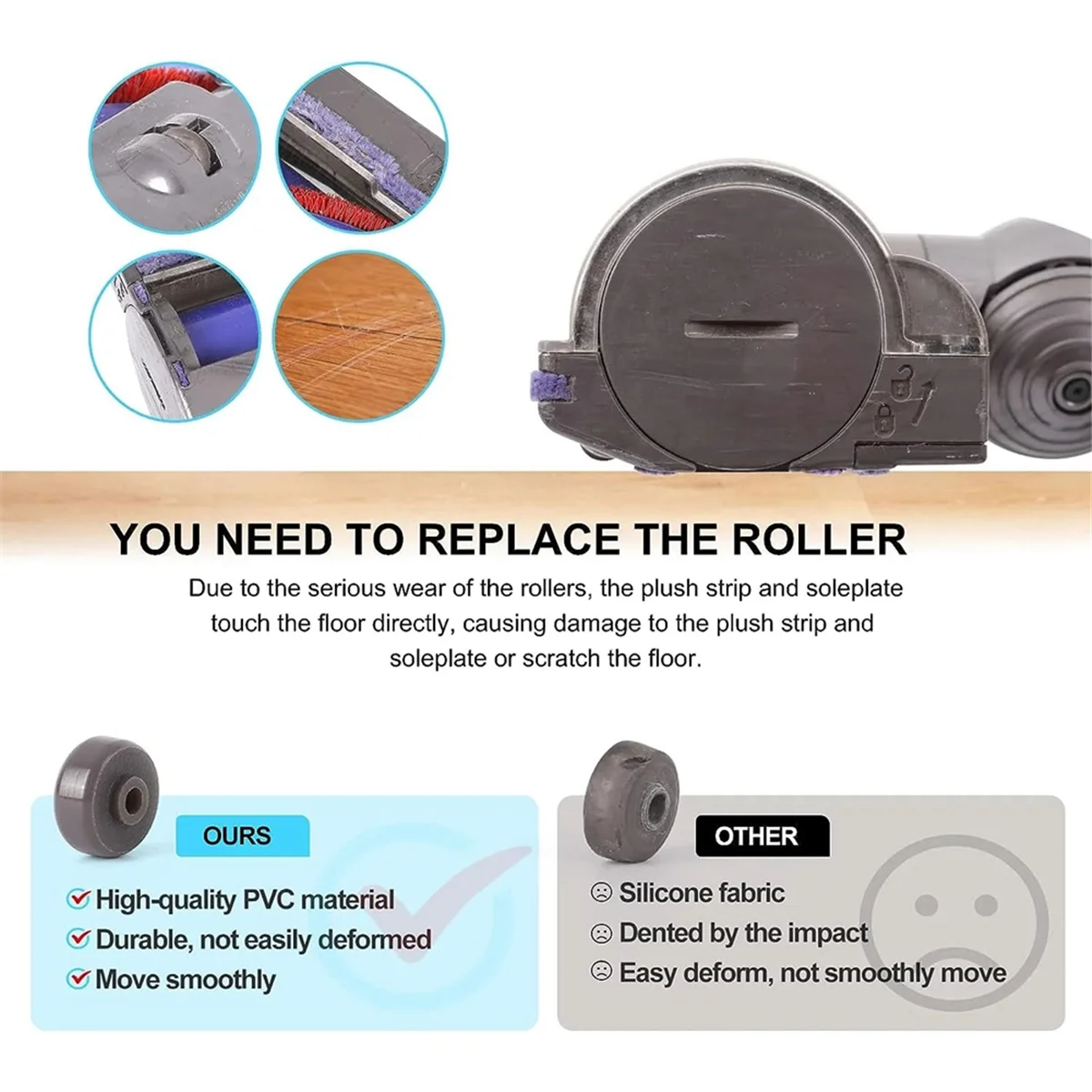 10 шт. сменные подошвенные колеса для V6 V7 V8 V10 V11 V15 DC58 DC59 DC62 с прямым приводом детали