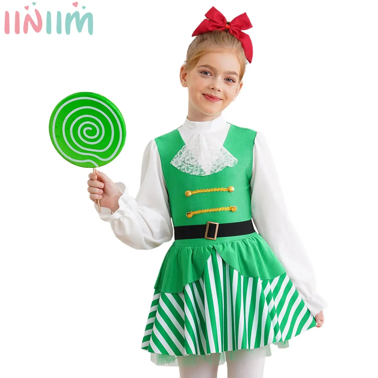 Детский рождественский костюм для девочек платье-пачка трапециевидной формы с