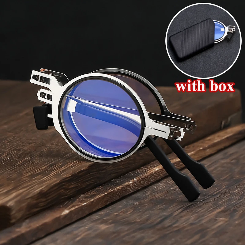 

Classical Folding Reading Glasses Unisex Men Blue Light Blocking Presbyopia Eyewear Diopter 0 To +4.0 Eyeglasses with Box