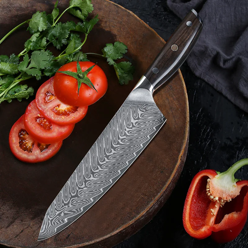 

8,5 дюймовый нож Kiritsuke 67 слоев Дамасская сталь VG10 острый шеф-повар нарезка сашими рыба суши Мясницкий кухонный нож с черной ручкой