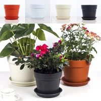 round plant flower pot planter grow container creative water self absorption garden imitation pottery flowerpots with tray