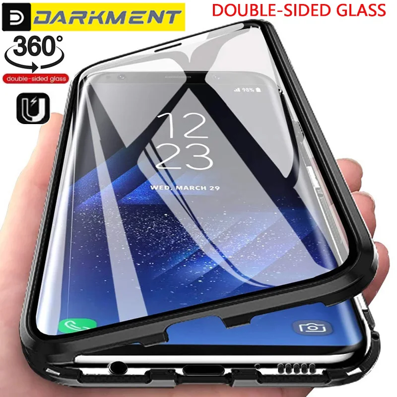 

Double Sided Glass Case For Samsung Galaxy S22Ultra S22 Ultra S22U S 22 S22 U Cover 360 Magnetic Metal Anti Fall Protective Case