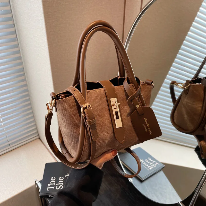 

Качественная женская сумка-тоут, винтажная сумка через плечо, кожаная сумка 2023, дизайнерская маленькая однотонная сумка-шоппер, женские сумки