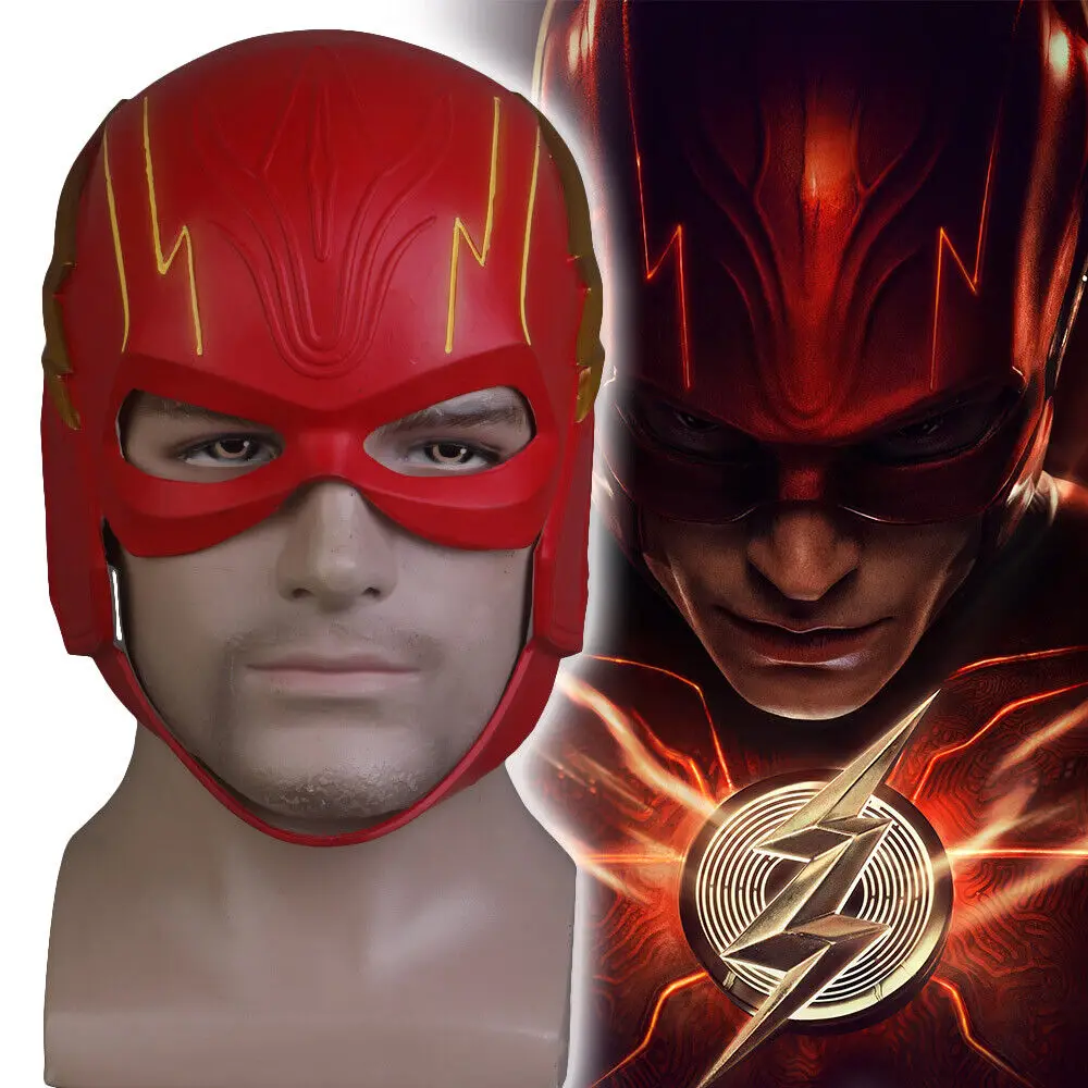 

Disney Helmet Cosplay The Flash Mask Latex Movie Barry Allen Red Helmet Superhero Halloween Masks Props