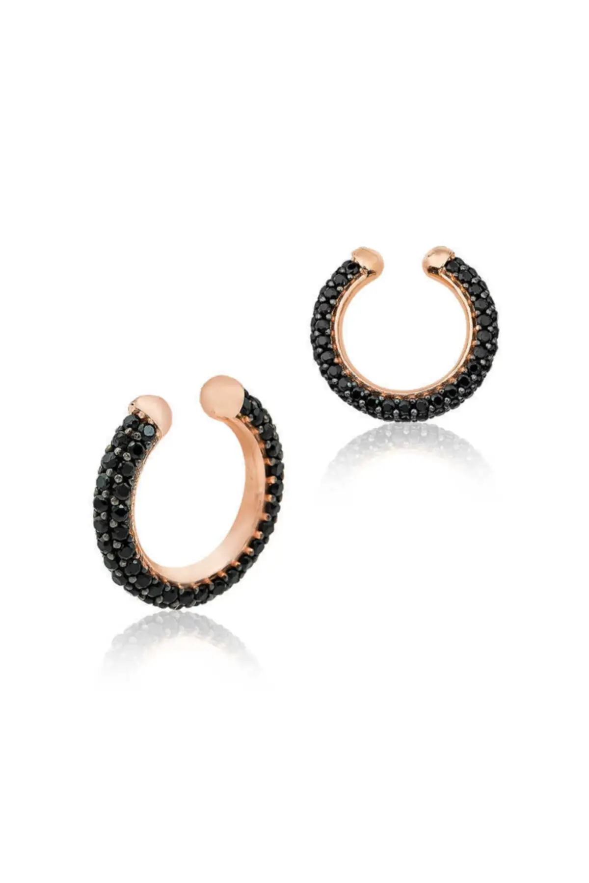 

Women Silver Rose Black Cubic Zirconia Ring Cartilage Earrings
