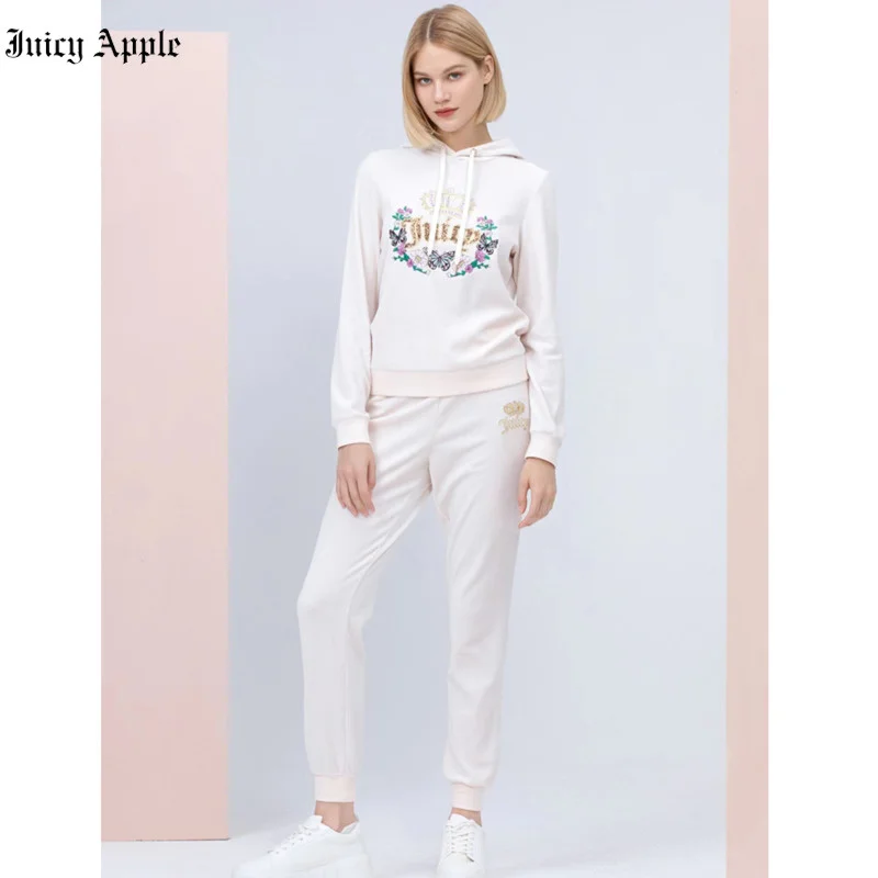 Juicy Apple Tracksuit Woman Spring Autumn Set Of Pants And Blouse For Women Hoodie Drawstring Pants Embroidery Sportswear Suits