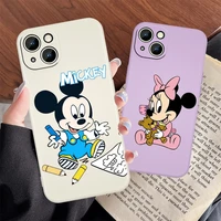 mickey minnie mouse cute case for apple iphone 13 12 mini 11 pro xs max xr x 8 7 6s se plus liquid rope phone capa cover coque