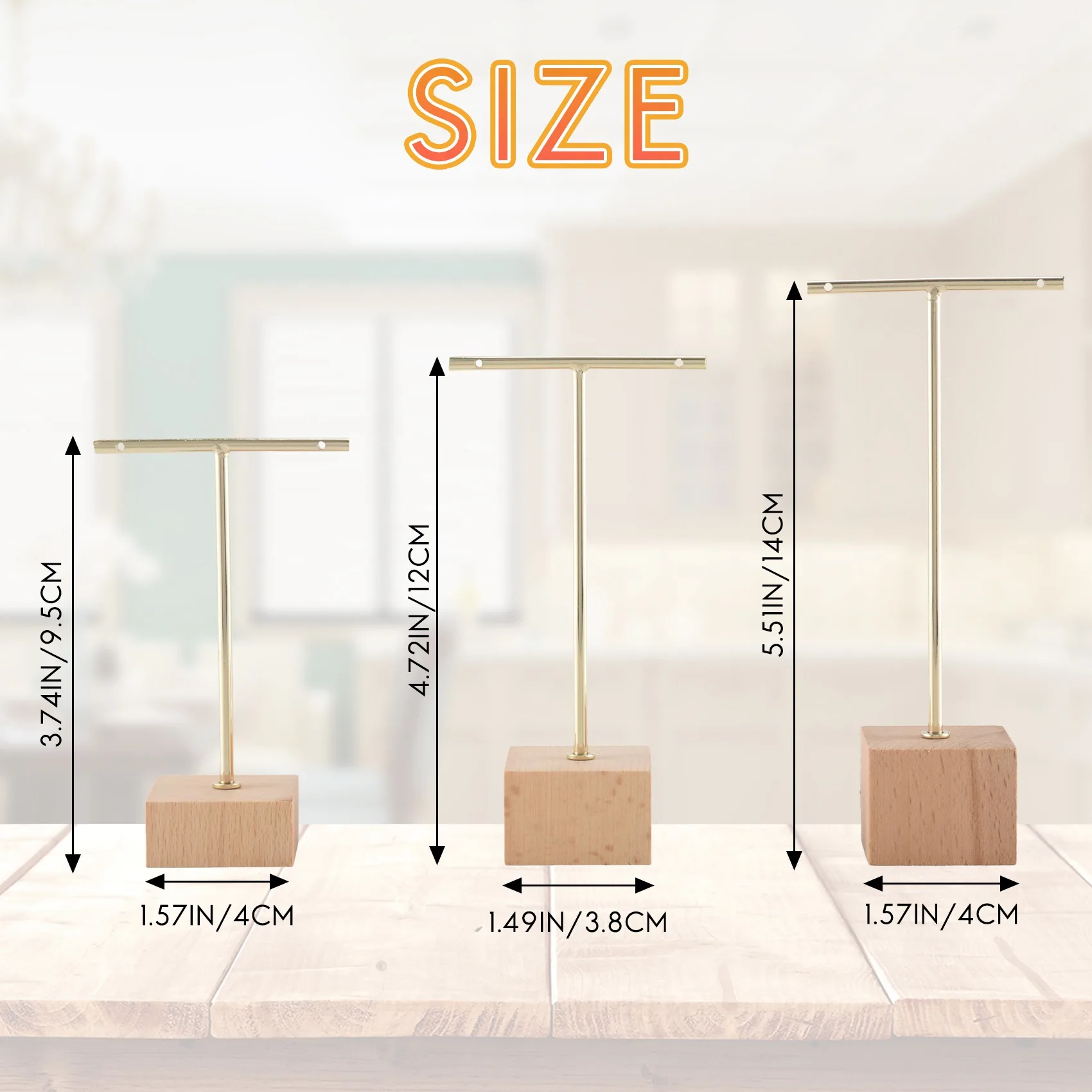 Модная витрина для ювелирных изделий T-Bar из 3 предметов подставка держатель