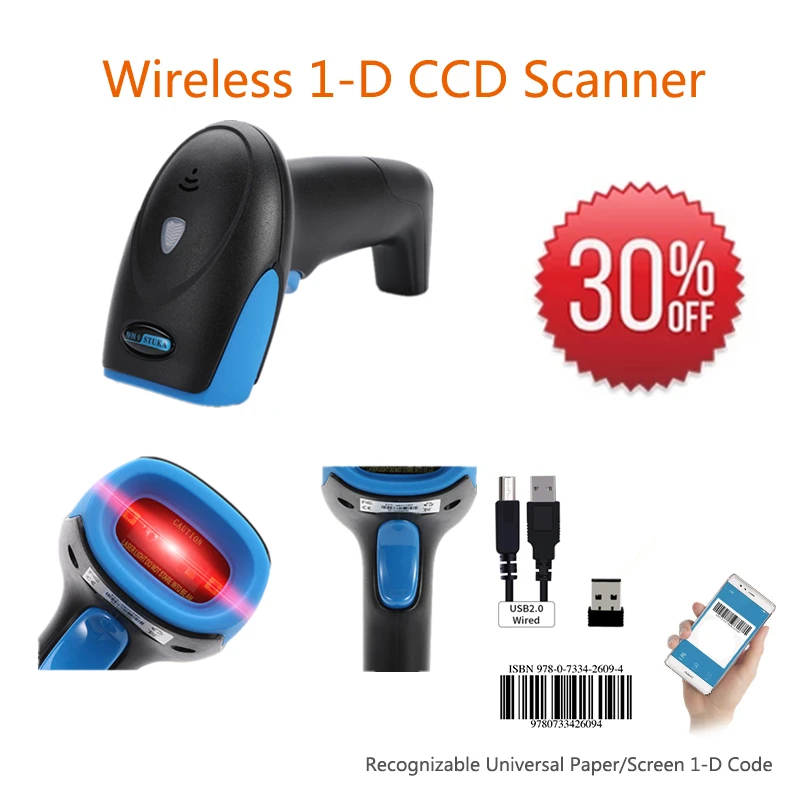 

Handheld Wirelress Barcode Scanner 1D/2D QR Bar Code Reader for IOS Android IPAD