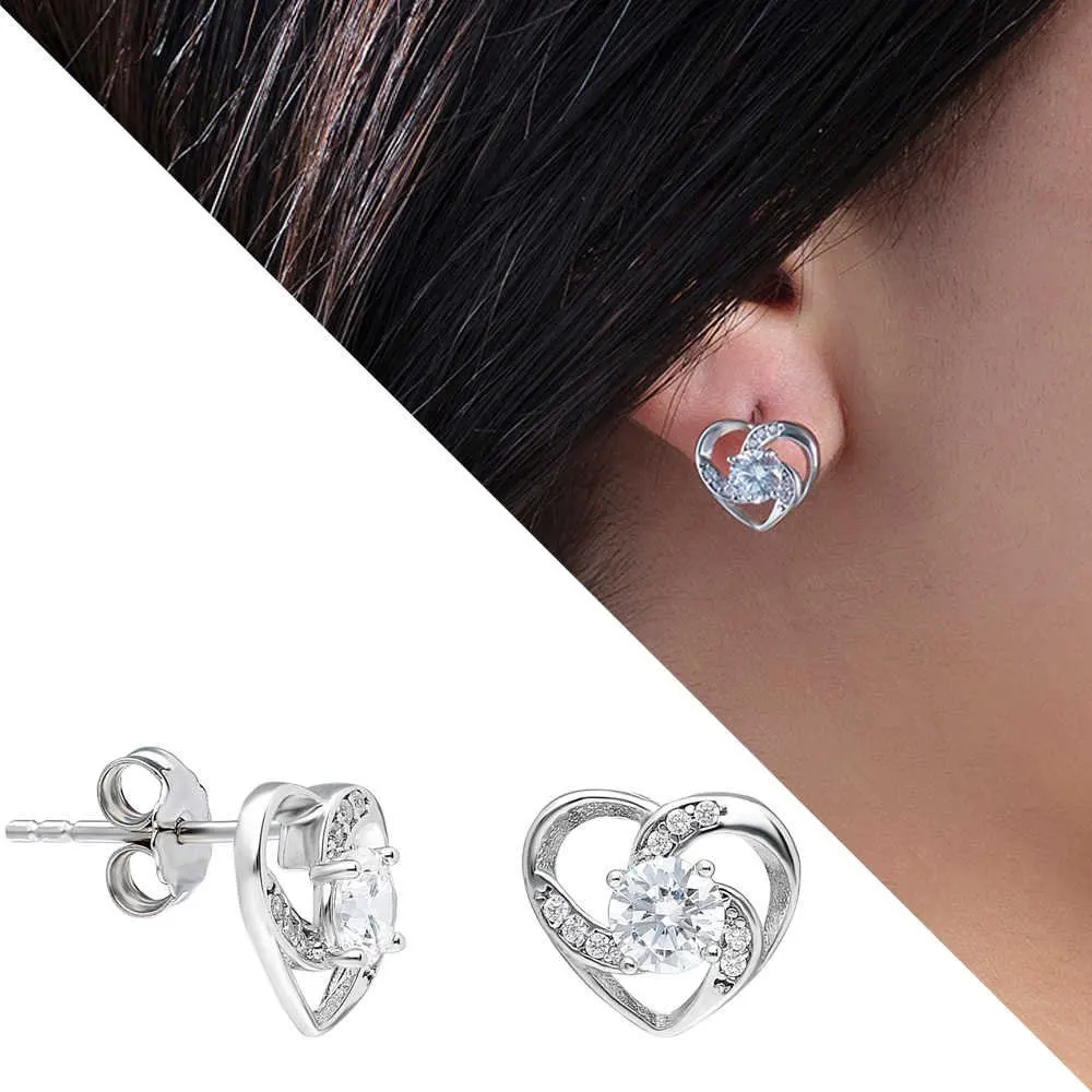 

Nipora Zircon Single Stone Heart Design 925 Sterling Silver Women's Earring