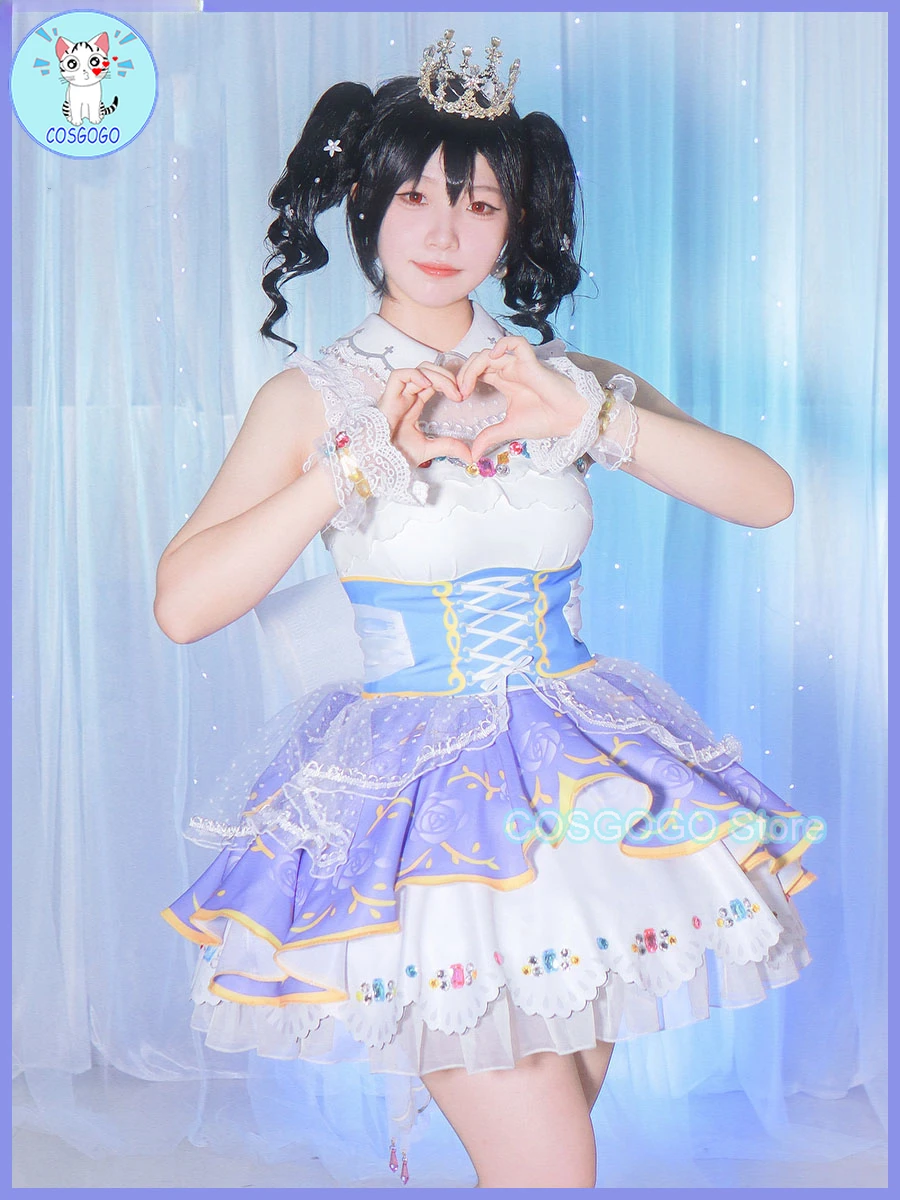 COSGOGO Love Live! Королевская принцесса Arc Ver Yazawa Нико косплей костюм женское платье игры
