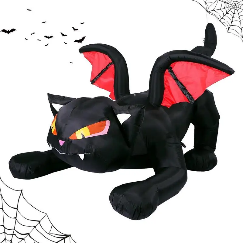 

Halloween Inflatables Black Cat Lighted Black Cat Outdoor Decor Halloween Party Decor With Wings 7.5Ft Tall Cat With LED Light