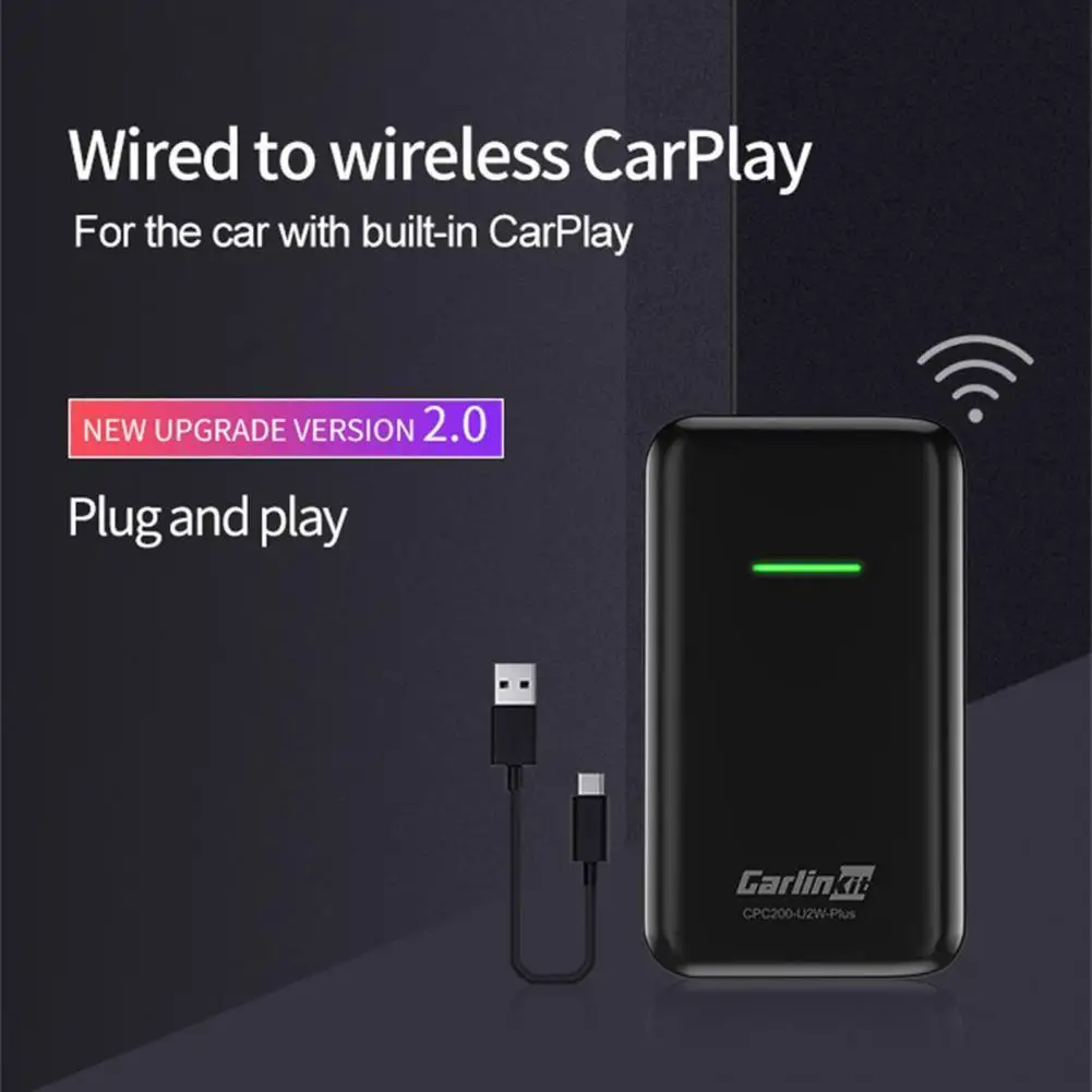 Mini Wireless Carplay Box Plug Play Bluetooth-compatible Connection Wired to Wireless Auto Carplay Dongle Activator for iOS 10+